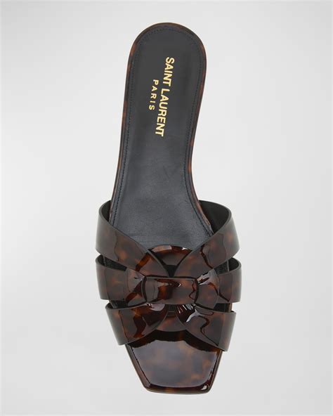 Saint Laurent Tribute Tortoise Shell Flat Slide Sandals